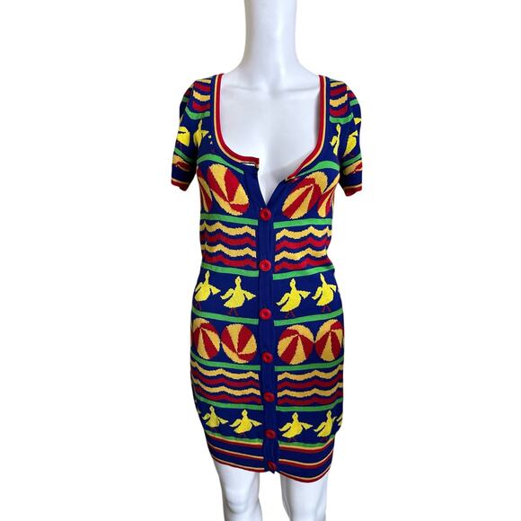 Marc by Marc Jacobs Dress Womens Size 4 Y2K Short Sleeve Mini Sweater Multi - Picture 5 of 8